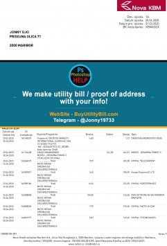 Slovenia Nova KBM fake bank statement Fake Utility bill
